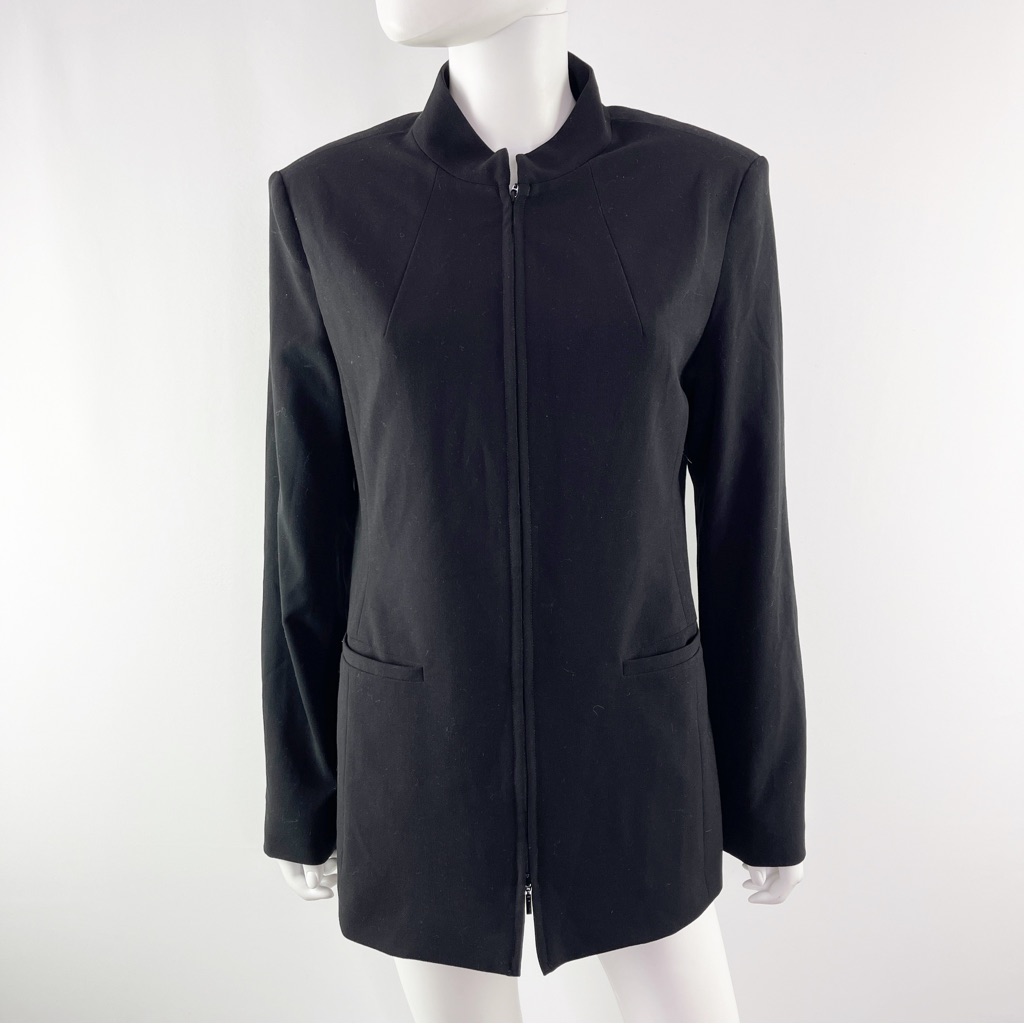 Noel Asmar Womens Black Zip Up Blazer Jacket Size M